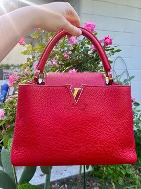 Louis Vuitton Red Cappucines MM  with Red leather wallet set